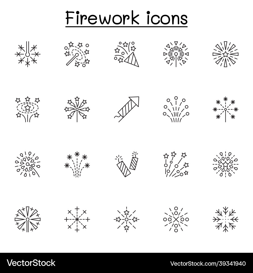 Firework icons set in thin line style Vector Image