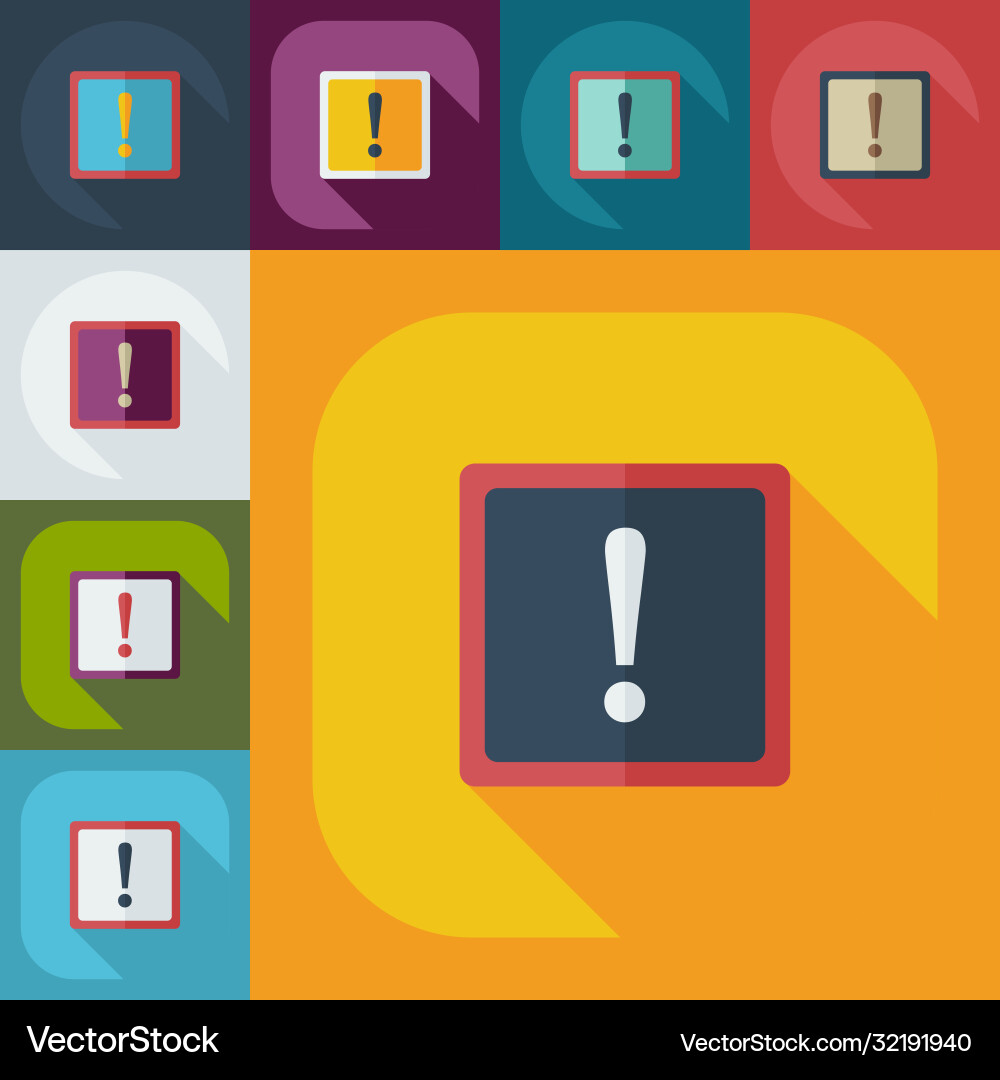 Flat concept set modern design with shadow warning vector image