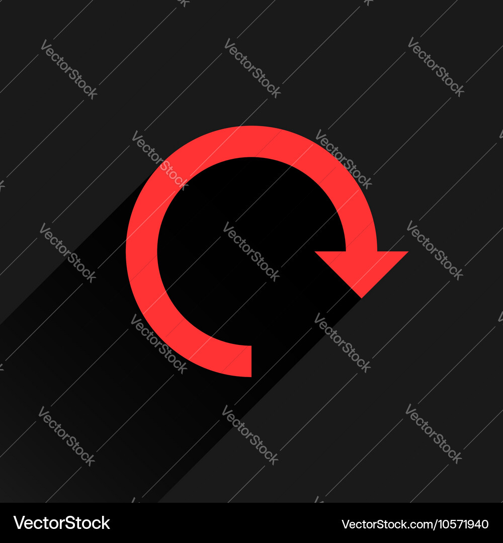 Flat red arrow icon rotation reset repeat sign Vector Image