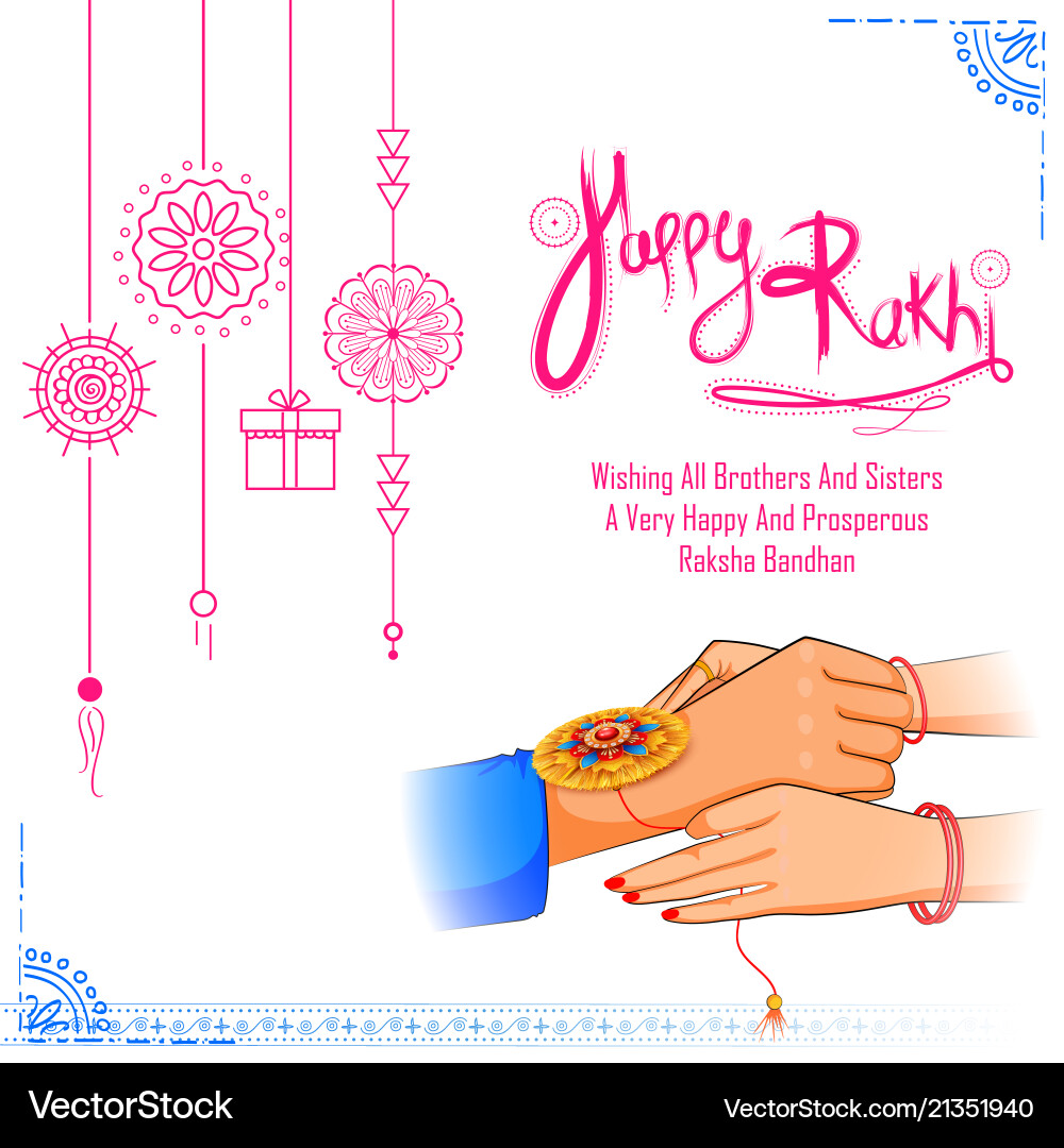 Grußkarte mit Dekorativem Rakhi für Raksha Grußkarte mit Dekorativem Rakhi für Raksha vektorbild