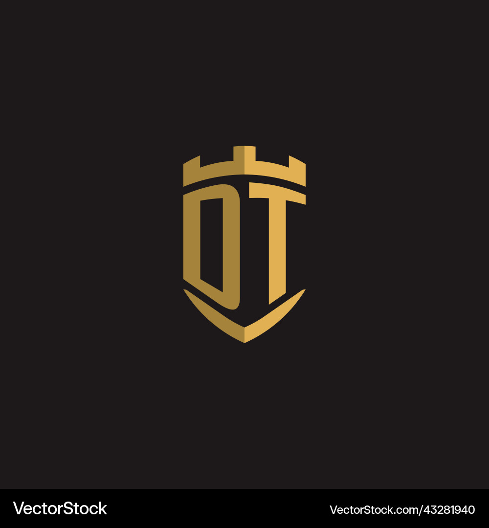 Initials dt logo monogram with shield style design Initials dt logo monogram with shield style design vector image
