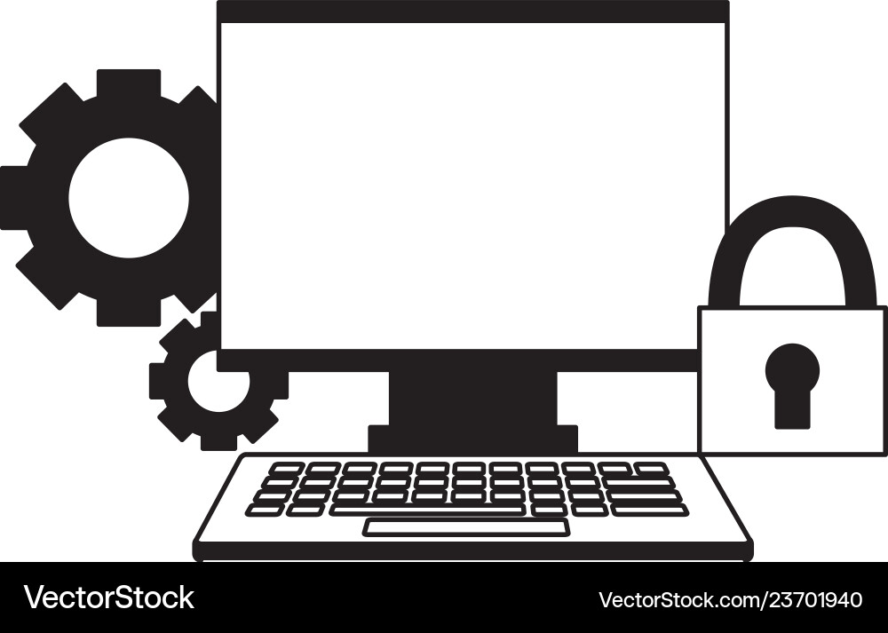 Monitor keyboard setting security vector image