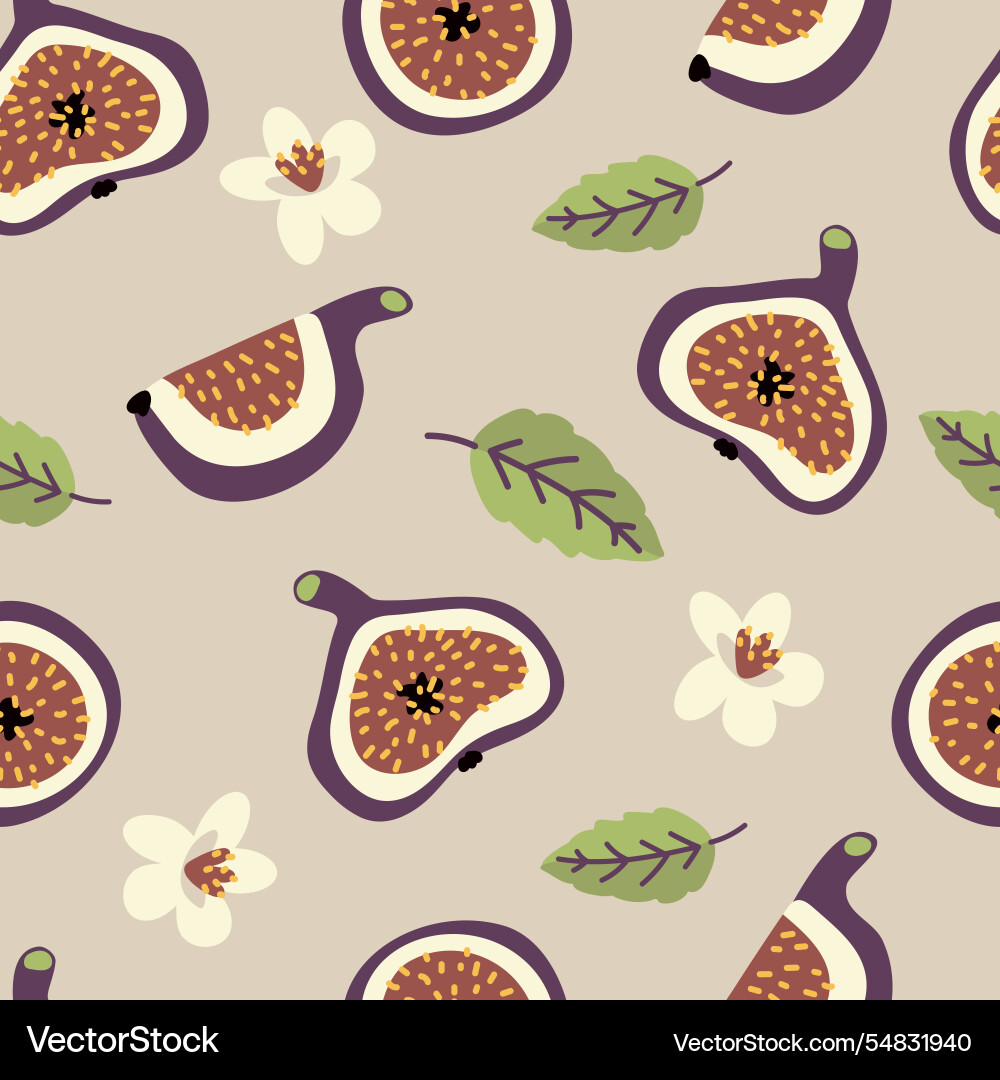 Seamless pattern with fig slices vector image