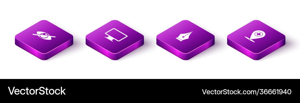 Set isometric invisible or hide computer monitor Set isometric invisible or hide computer monitor vector image