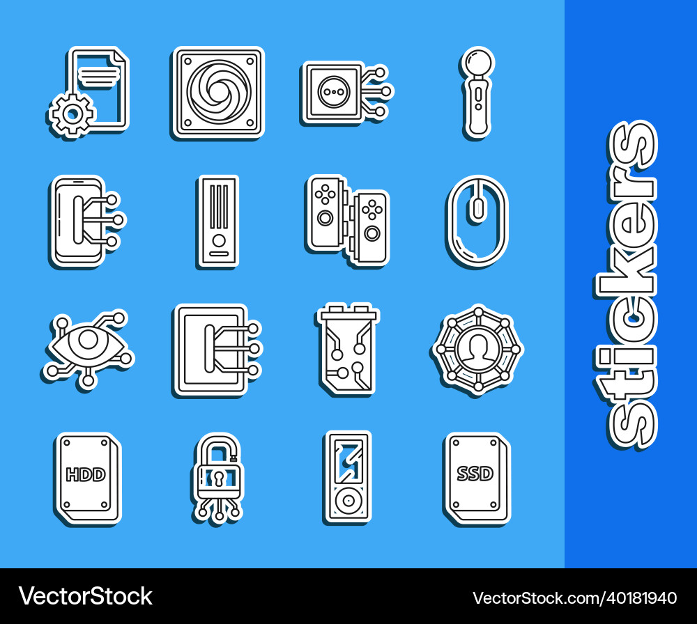 Set line ssd card project team base computer Set line ssd card project team base computer vector image