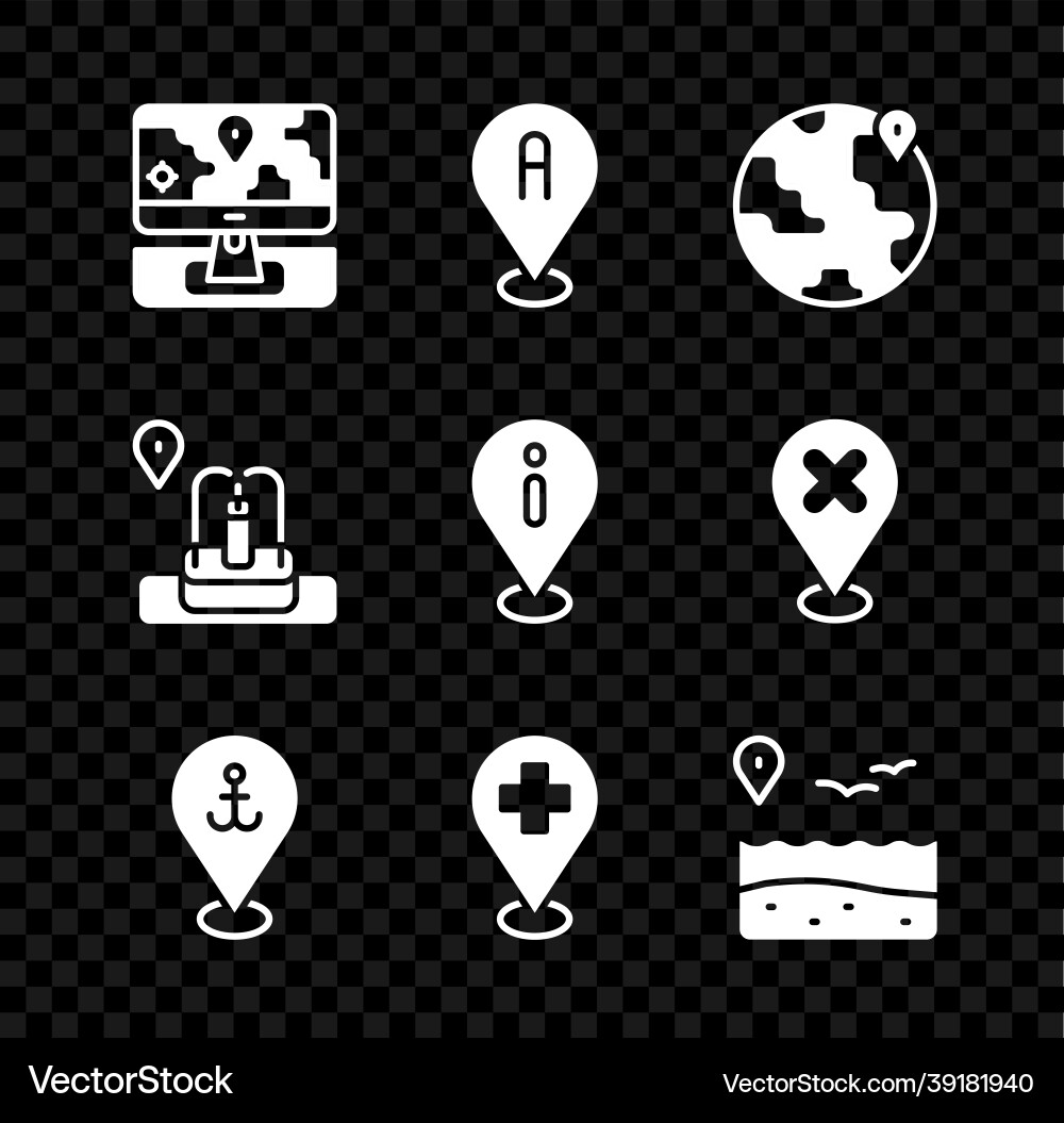 Set monitor with location marker Set monitor with location marker vector image