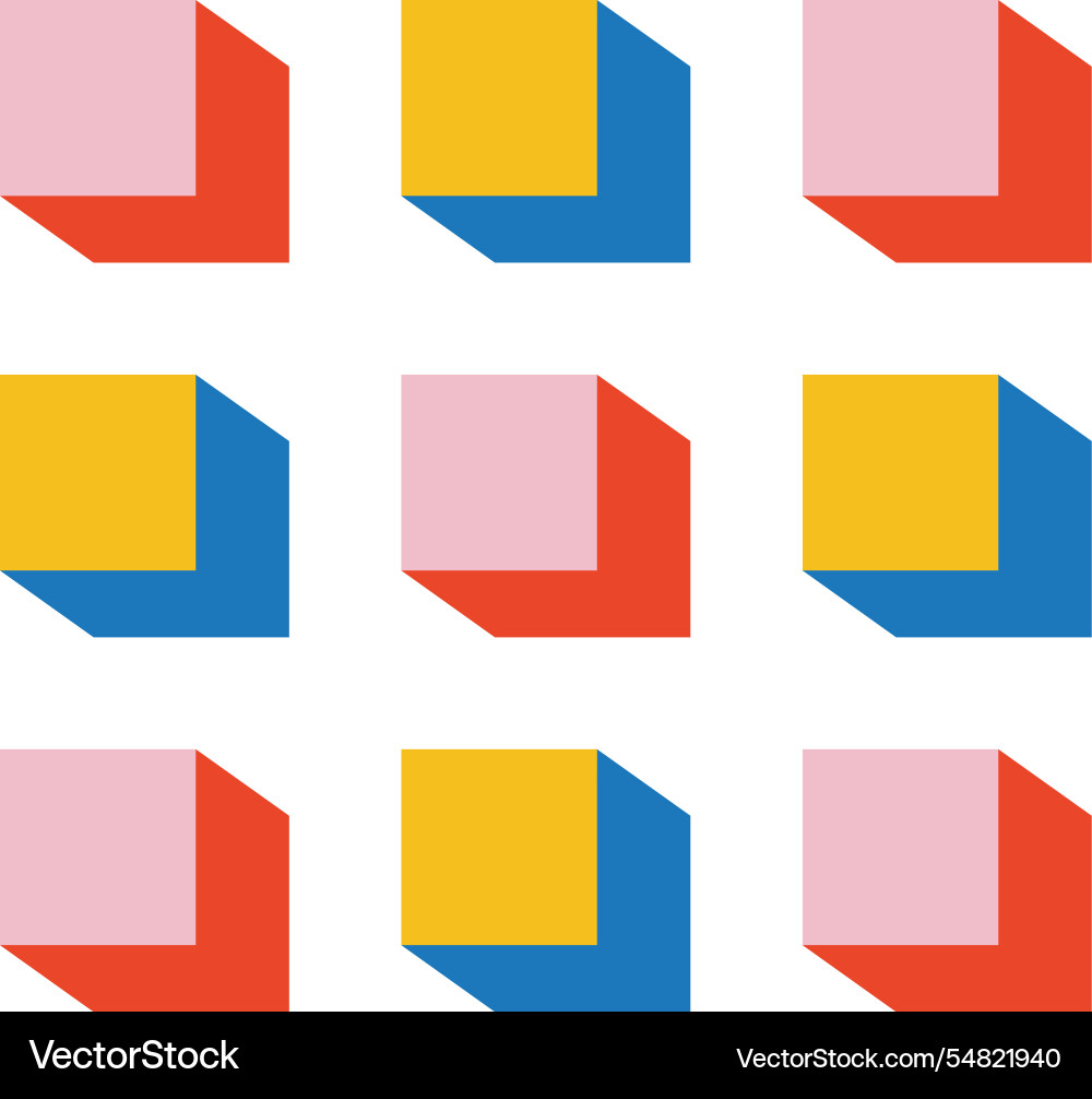 Several simple bauhaus cube pattern Vector Image