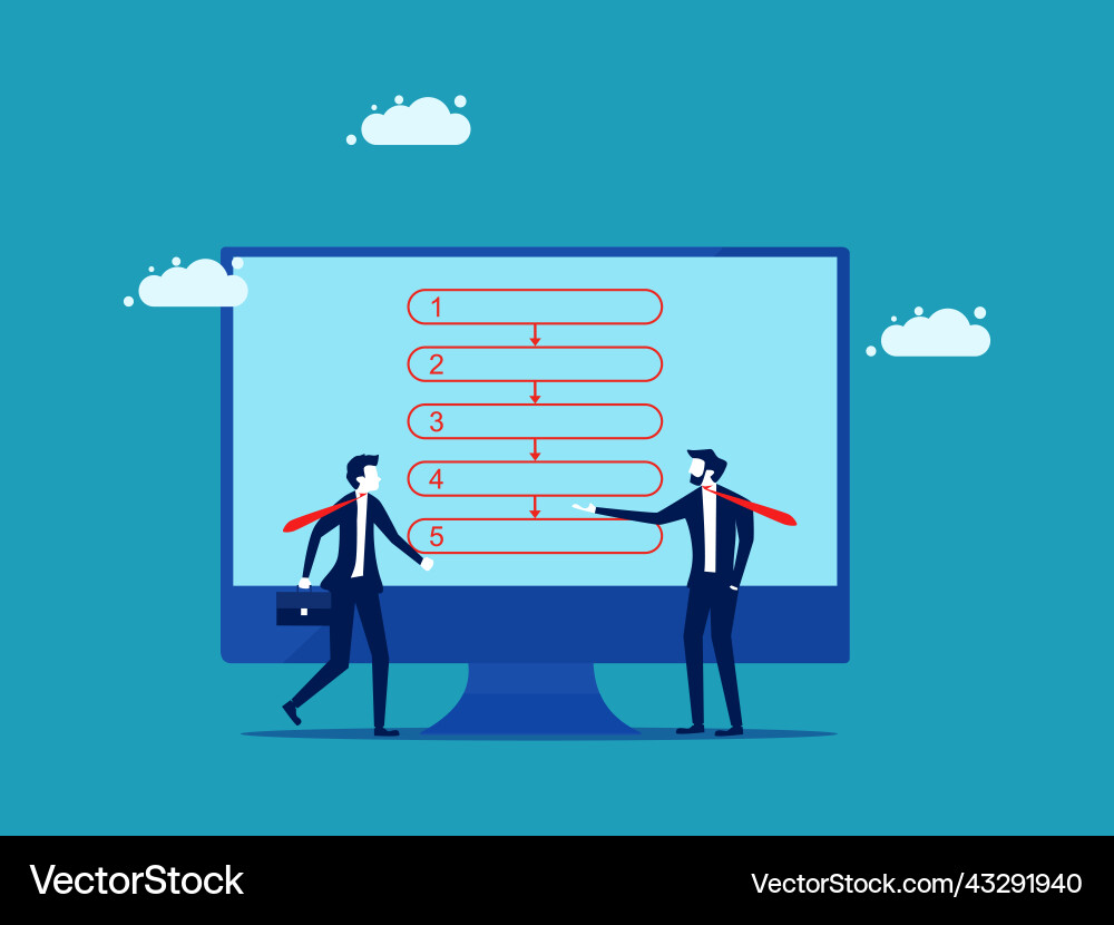 Sort the workflow a businessman presents sorted Sort the workflow a businessman presents sorted Vector Image