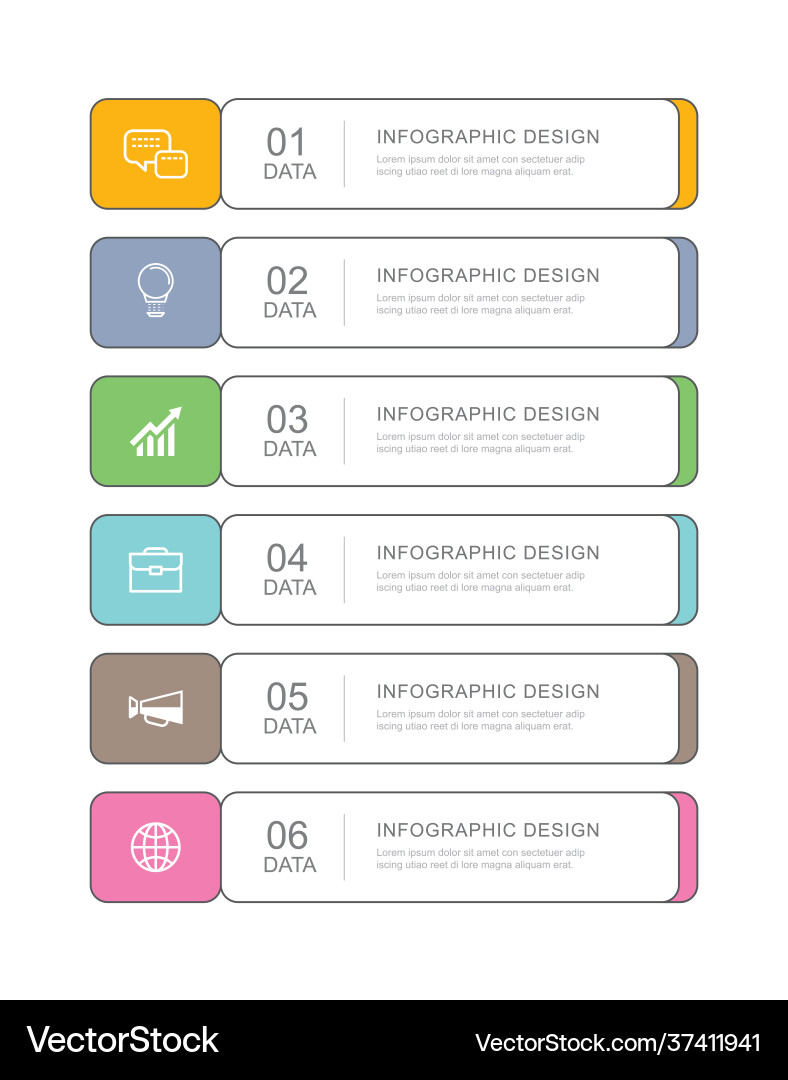 6 data infographics tab paper thin line index 6 data infographics tab paper thin line index vector image