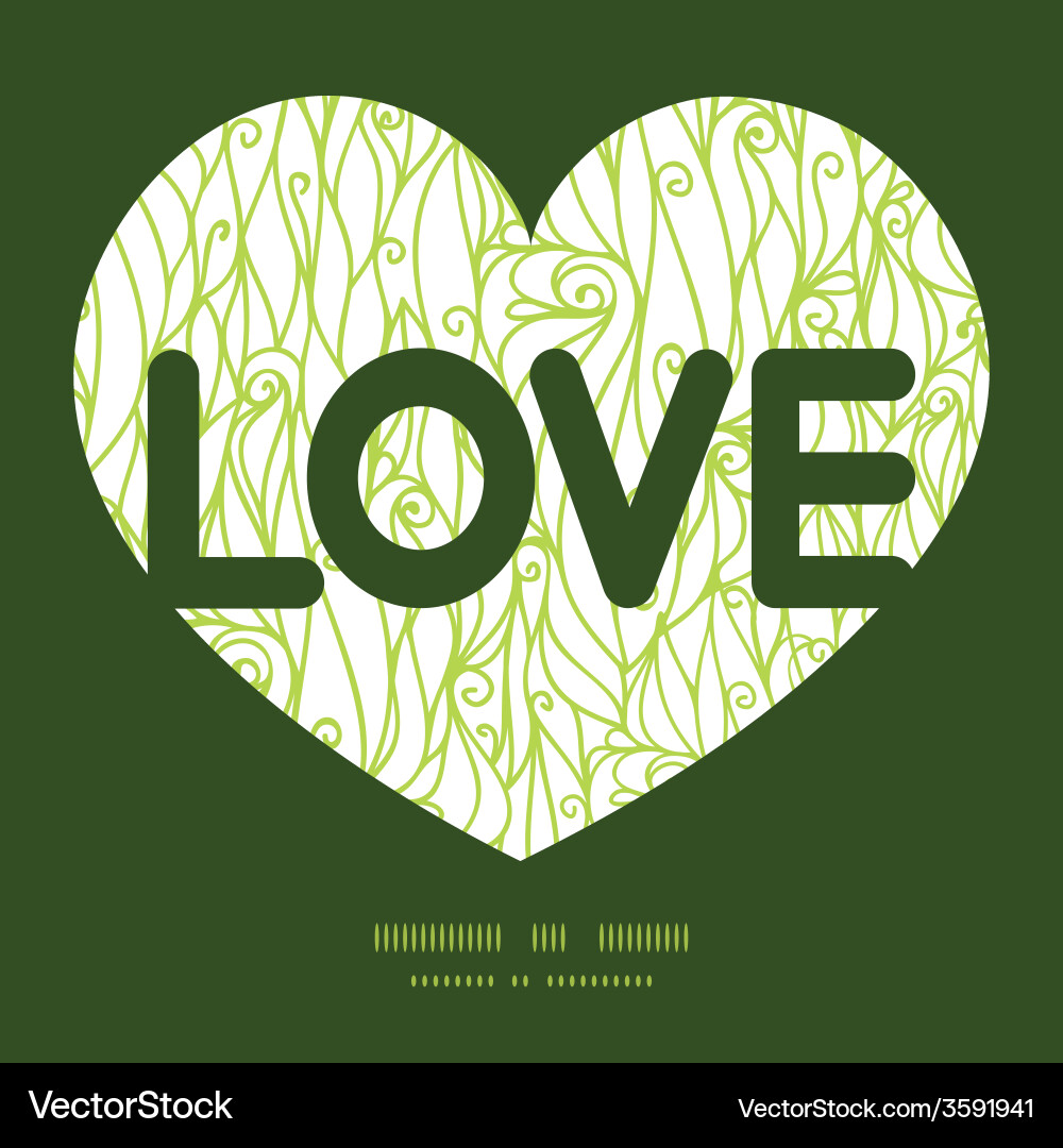 Abstract swirls texture love text frame pattern vector image
