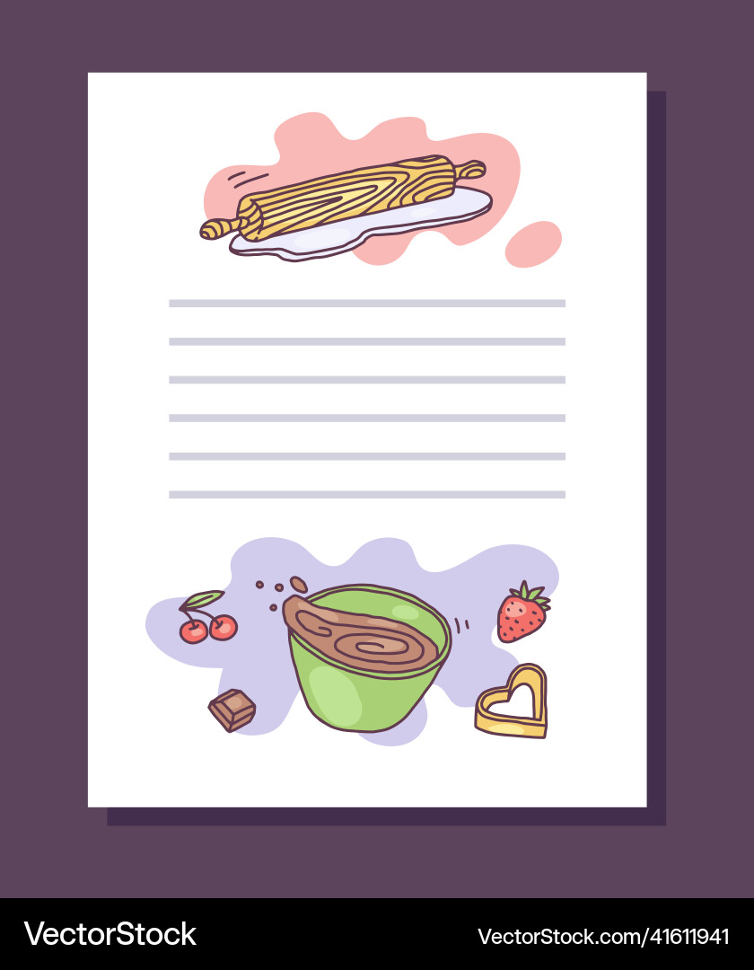 Cookbook sheet template with copy space for text Cookbook sheet template with copy space for text Vector Image