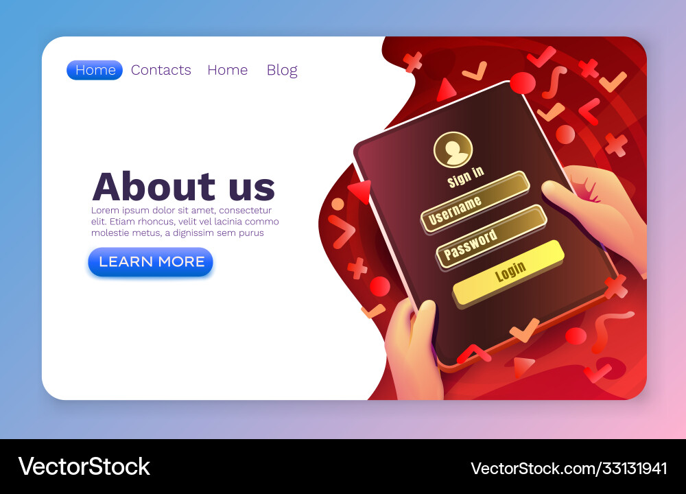 Login window app sign in username password web Login window app sign in username password web vector image