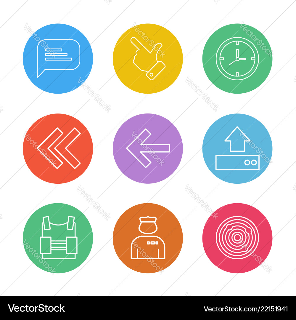 Message like compass left rewind upload bag vector image