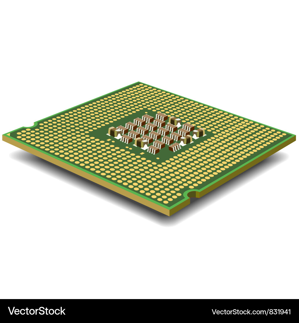Modern CPU Microchip Isolated vector image