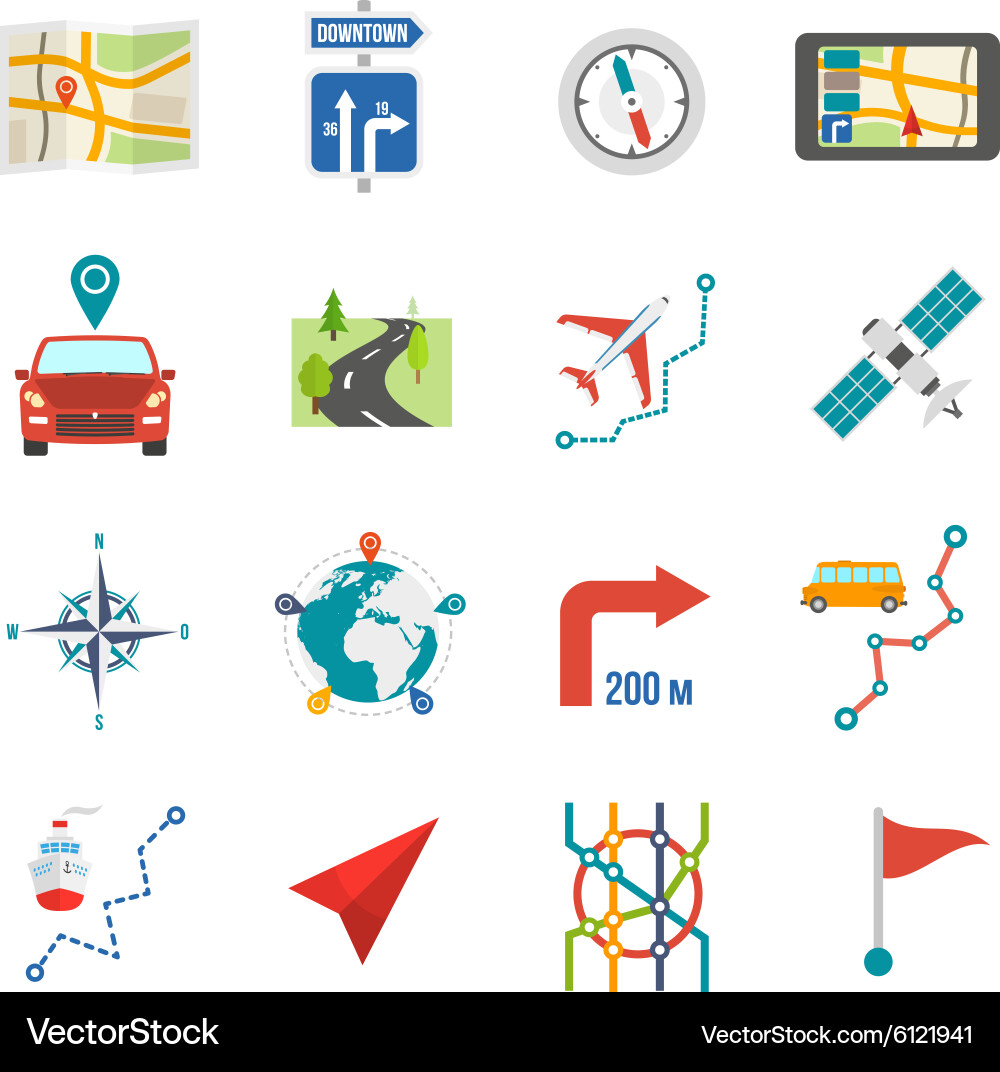 Navigation Map Icons vector image