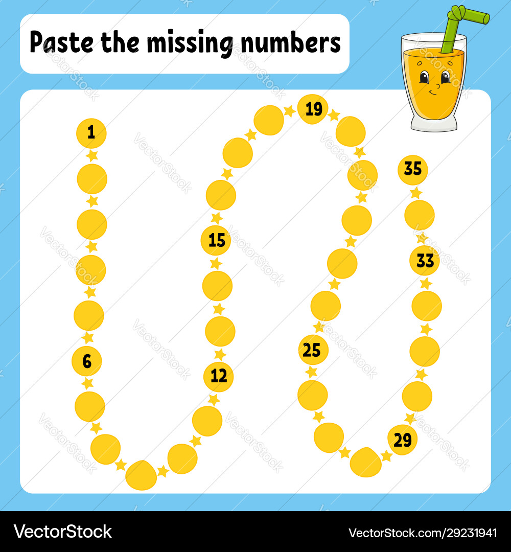 Paste missing numbers handwriting practice Paste missing numbers handwriting practice vector image