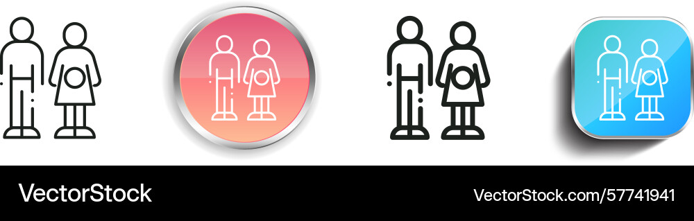 Pregnancy icon thin linear regular and button Pregnancy icon thin linear regular and button vector image