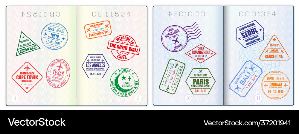 Realistic Blank Passport Pages Vector Image