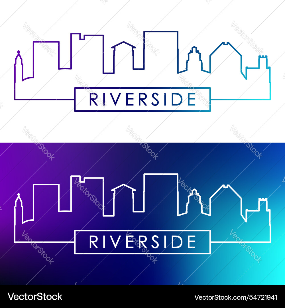 Riverside skyline colorful linear style single Riverside skyline colorful linear style single vector image