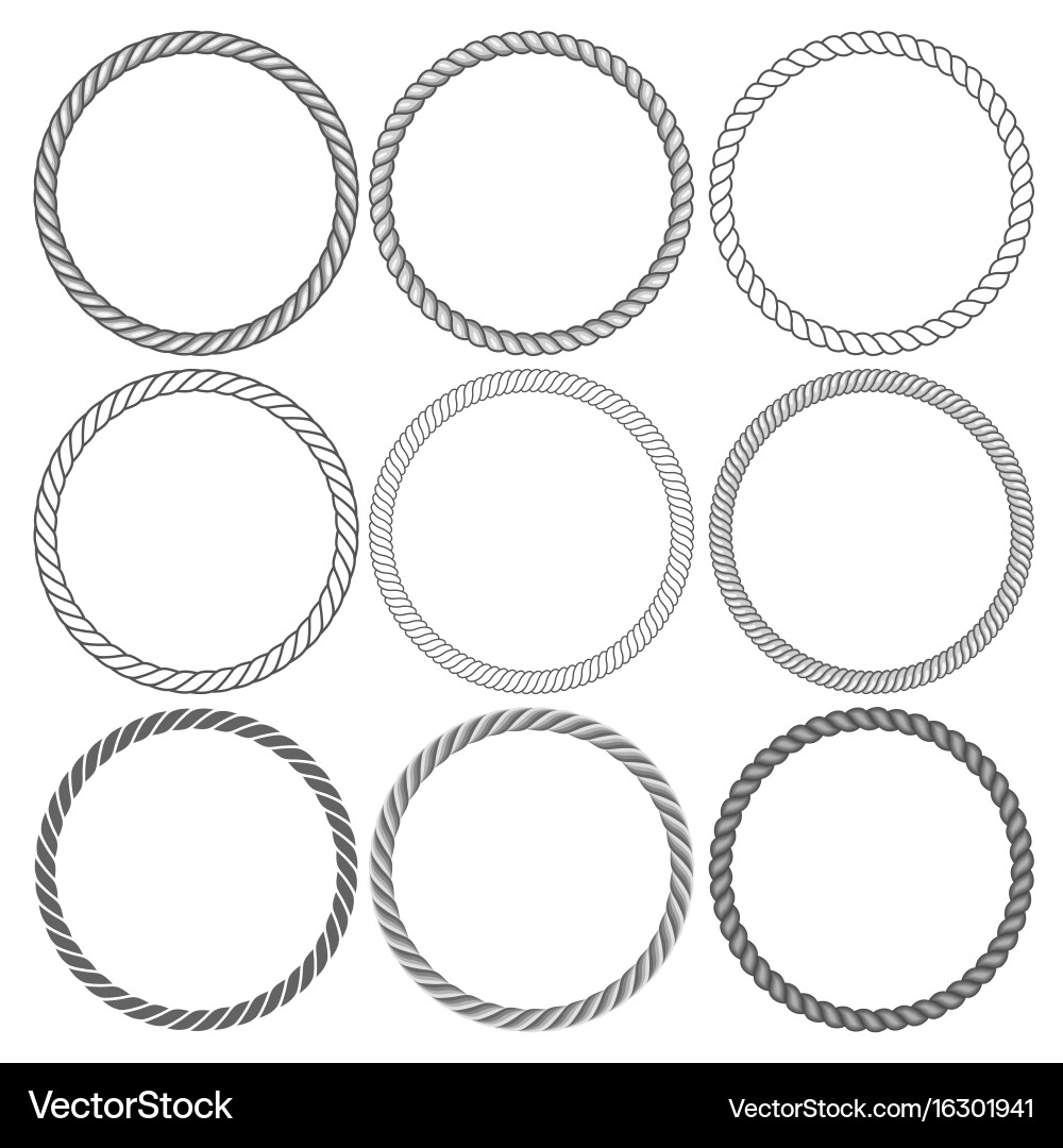 Rope Frame Collection - Circular Elements vector image