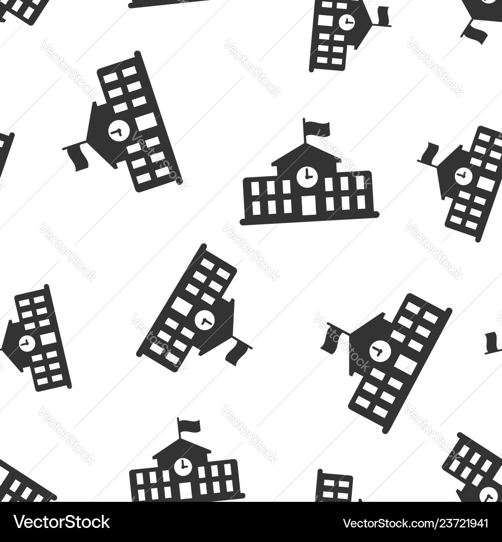 School building icon seamless pattern background Vector Image