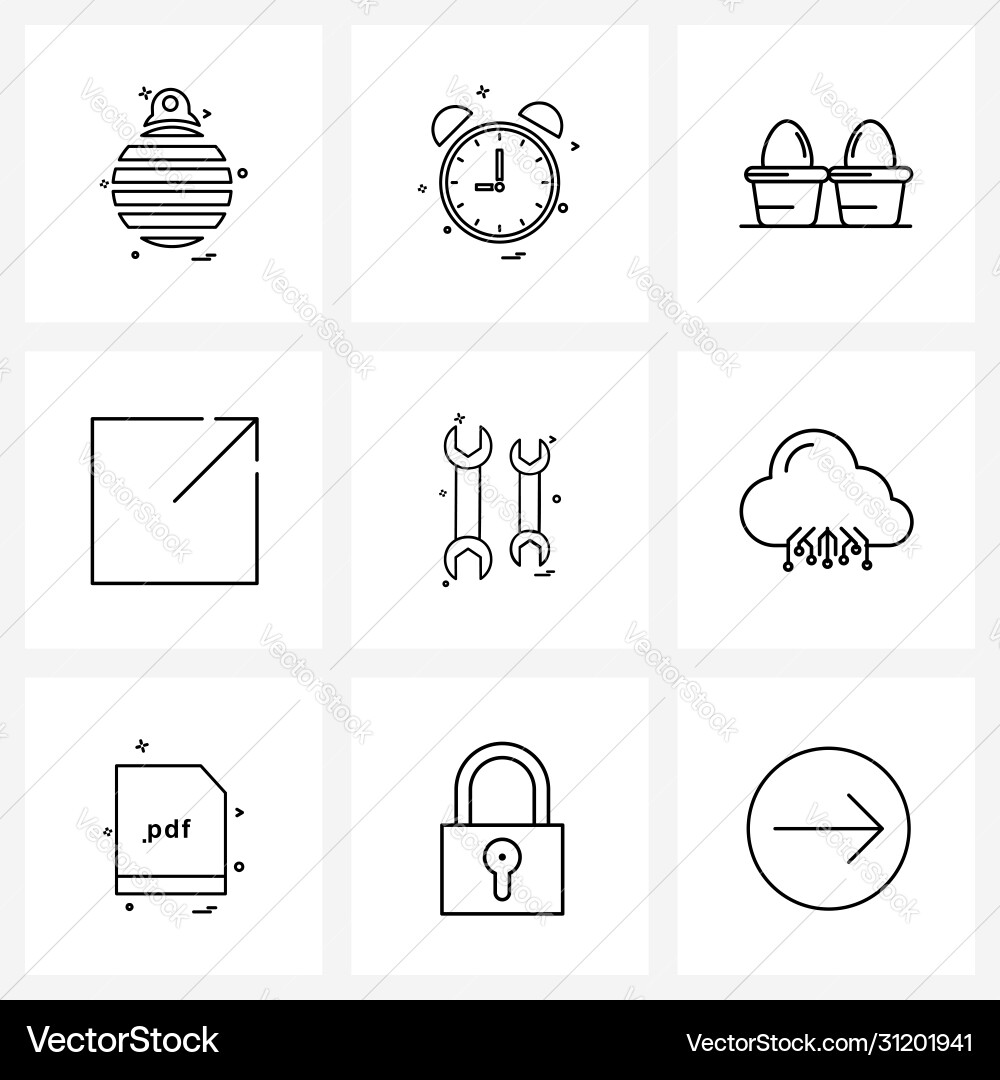 Set 9 simple line icons for web and print vector image