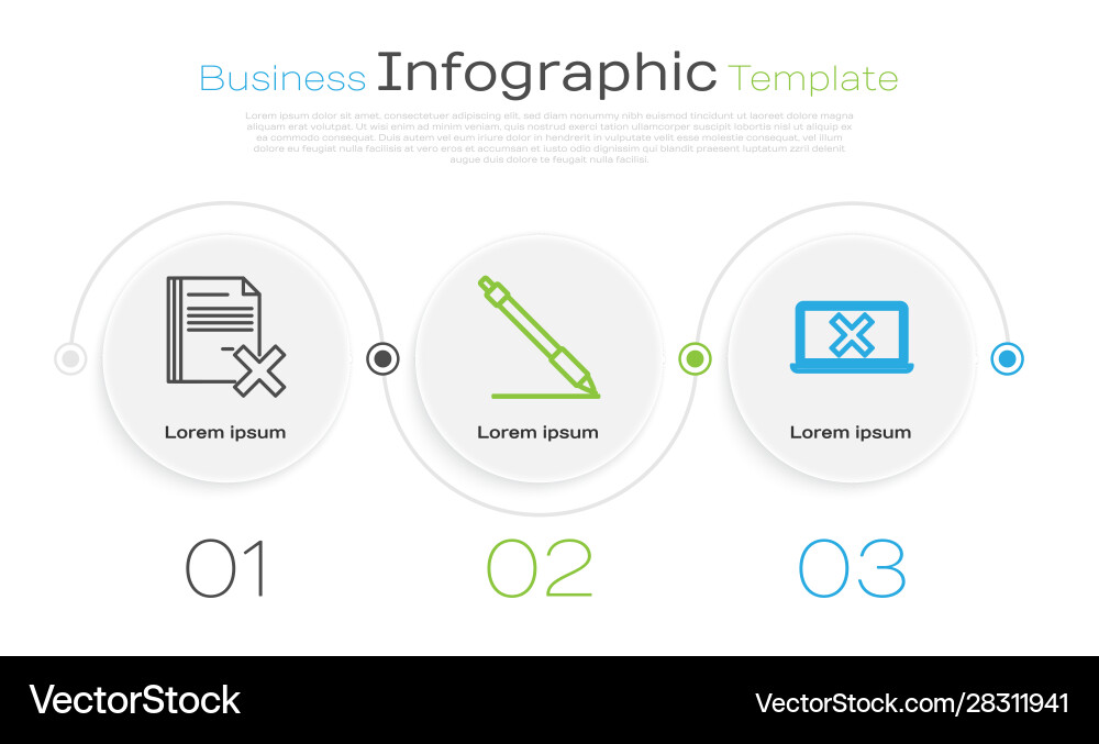 Set line delete file document pen and laptop vector image