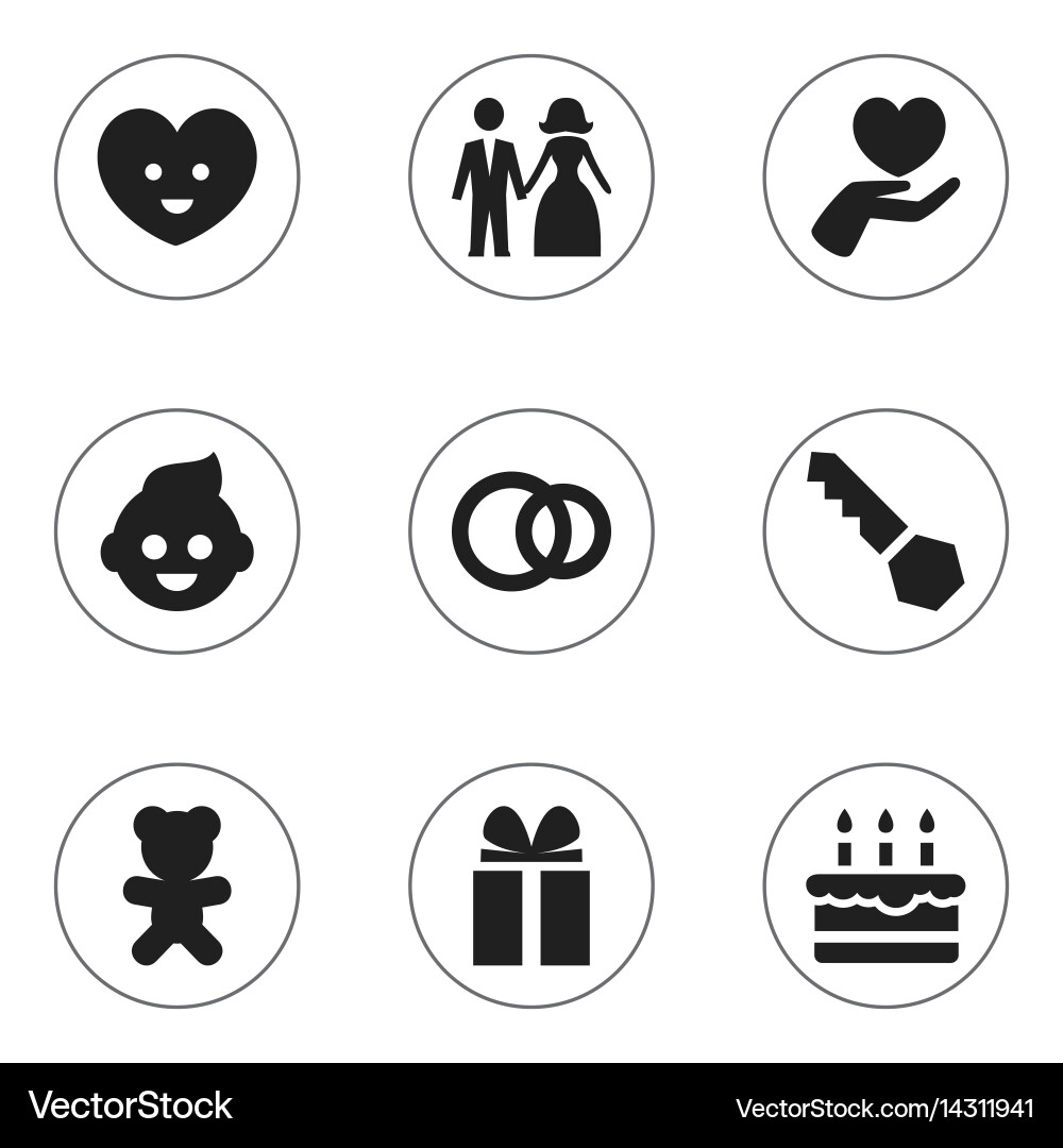 Set of 9 editable kin icons includes symbols vector image