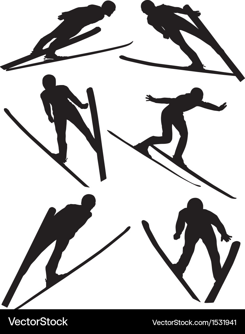 Ski Jumper Silhouette Vector Image