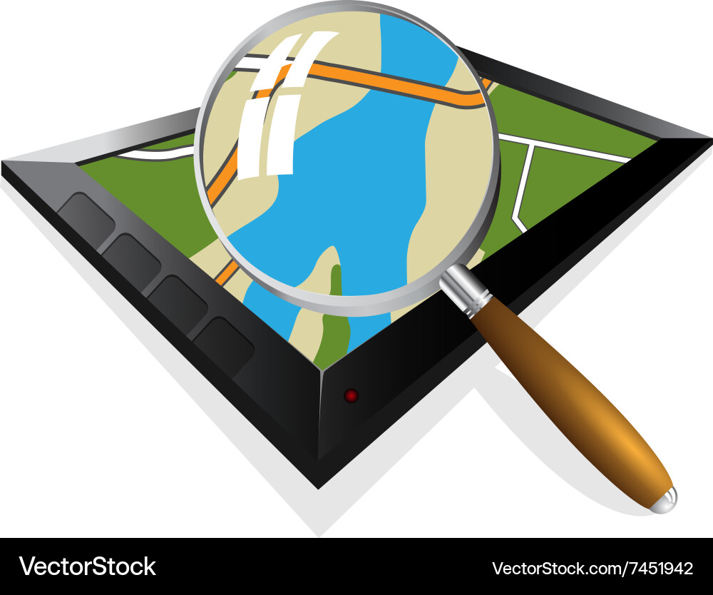 3d view of a map navigation on tablet vector image