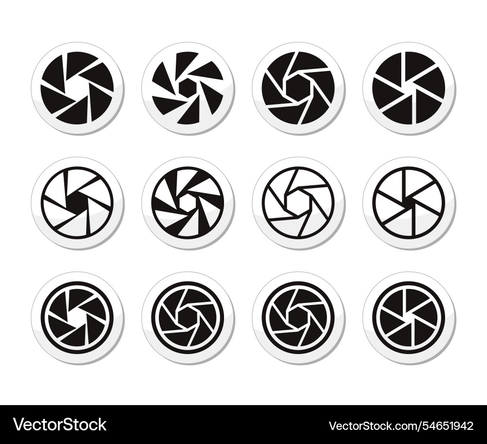 Camera shutter icon set or aperture icons Camera shutter icon set or aperture icons Vector Image