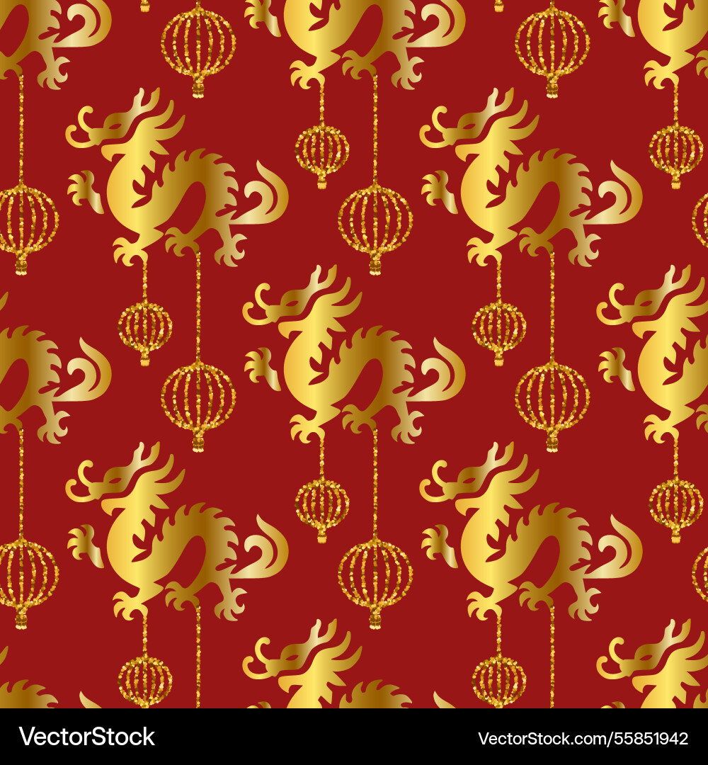 Chinesischer Drache und Laterne nahtlose Muster Chinesischer Drache und Laterne nahtlose Muster vektorbild