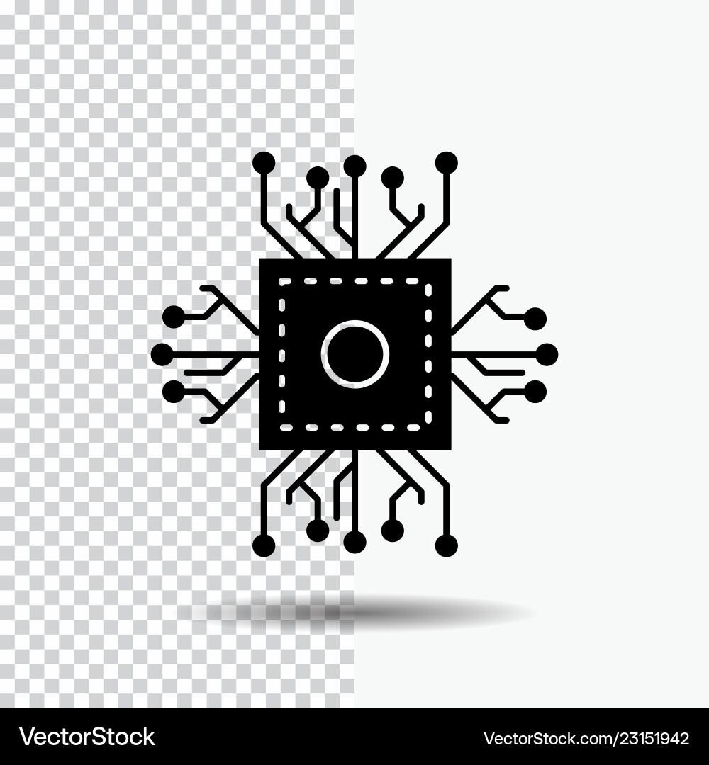 Chip cpu microchip processor technology glyph Chip cpu microchip processor technology glyph vector image