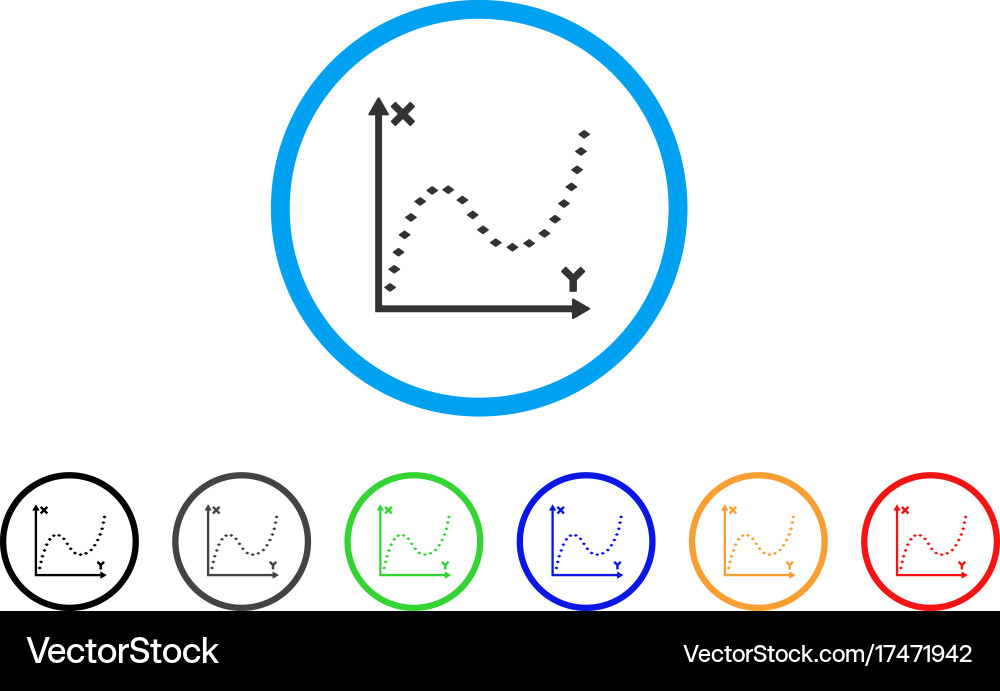 Dotted function graph rounded icon vector image