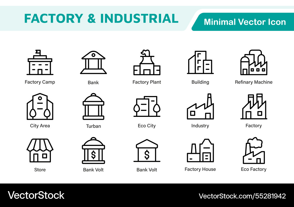 Factory icon set a dynamic collection of icons Vector Image