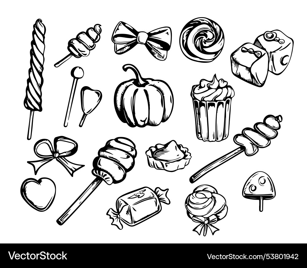 Handgezeichnete Candy Kollektion Handgezeichnete Candy Kollektion vektorbild
