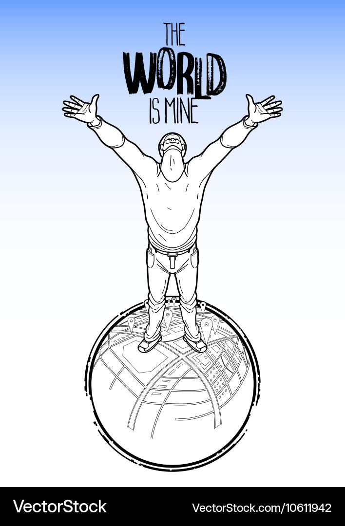 Man on the earth with graphic mapping vector image