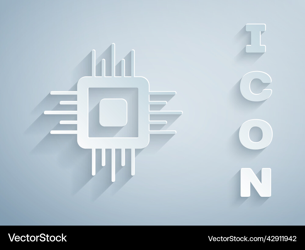 Paper cut computer processor with microcircuits Paper cut computer processor with microcircuits vector image
