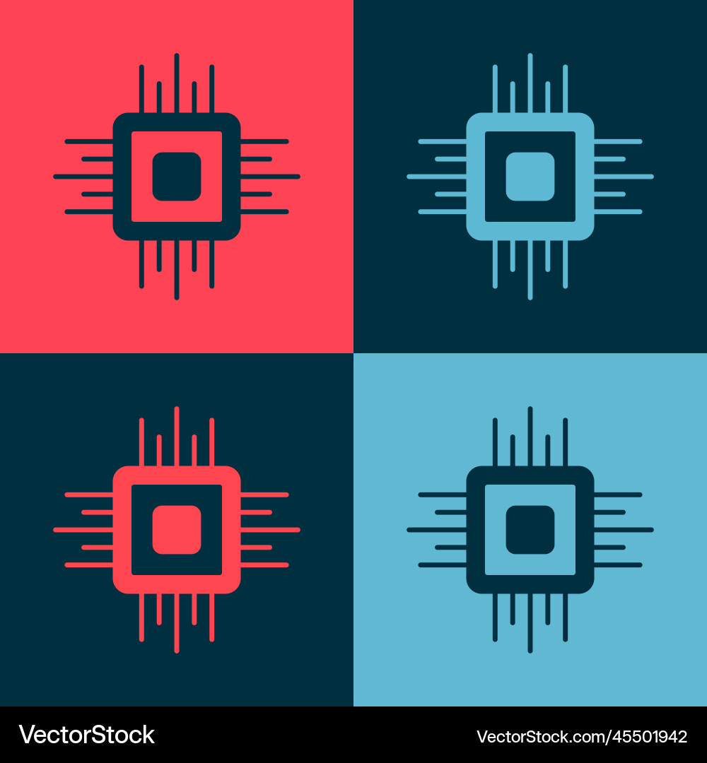 Pop art computer processor with microcircuits cpu Pop art computer processor with microcircuits cpu vector image