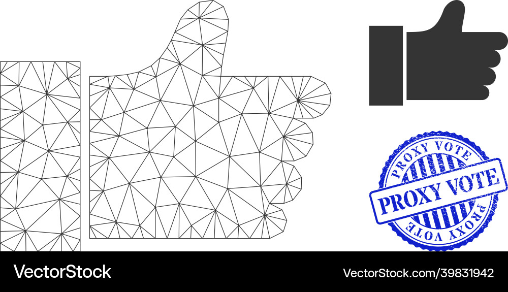 Proxy vote distress seal and web net thumb up Proxy vote distress seal and web net thumb up vector image