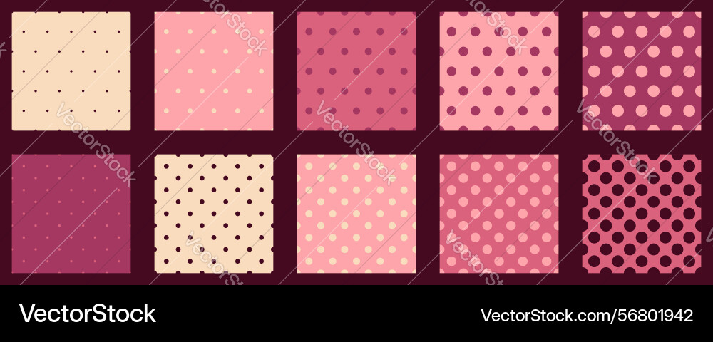 Set polka dots seamless pattern simple background Set polka dots seamless pattern simple background vector image