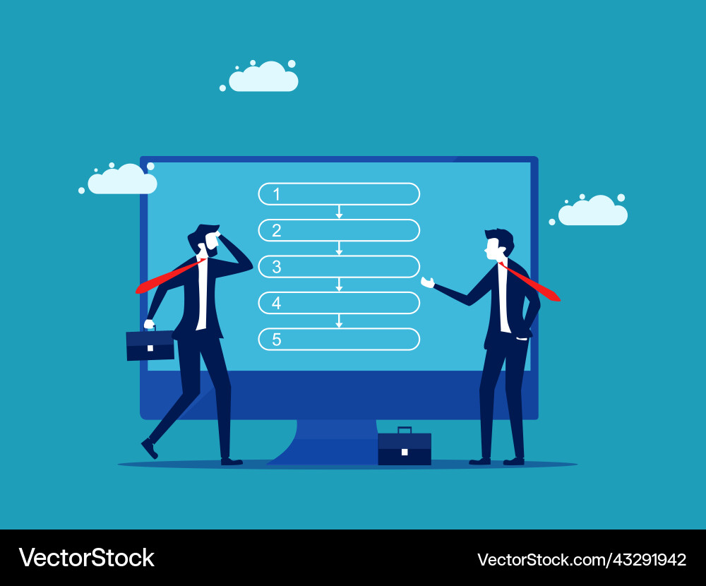 Sort the workflow a businessman presents sorted Sort the workflow a businessman presents sorted Vector Image