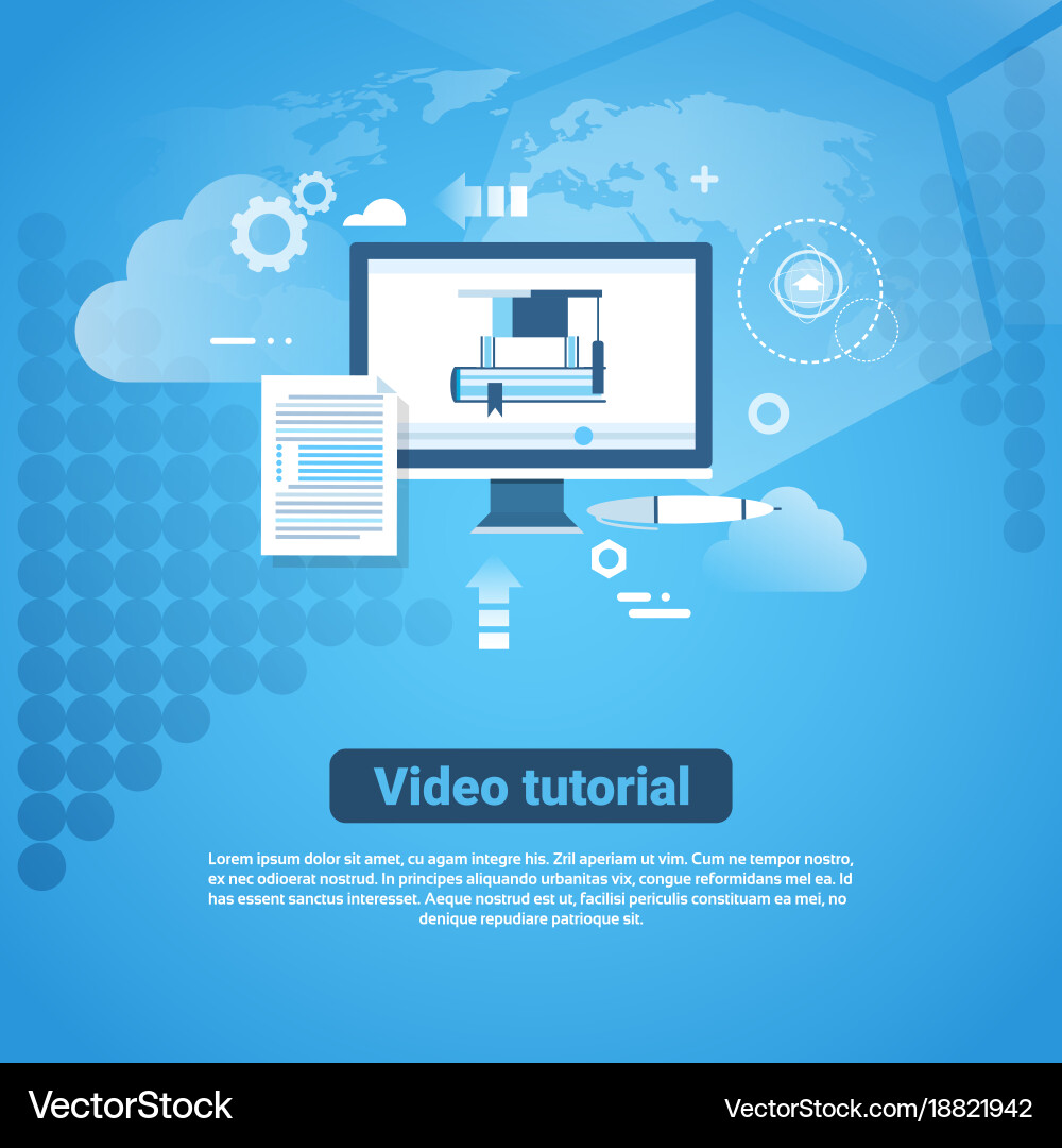 Video tutorial template web banner with copy space vector image