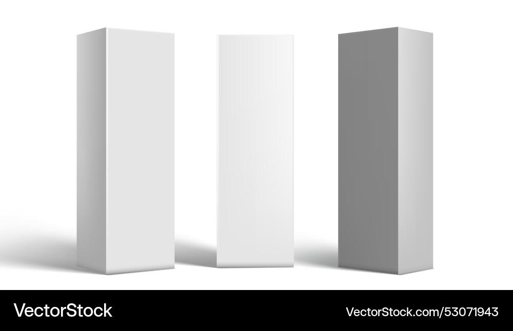 3d cardboard boxes set front and half side view 3d cardboard boxes set front and half side view vector image