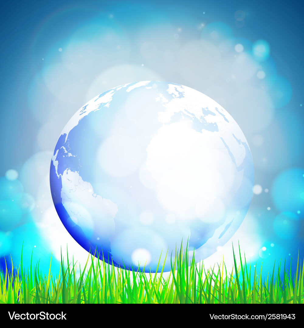 Abstract background of globe with grass view vector image