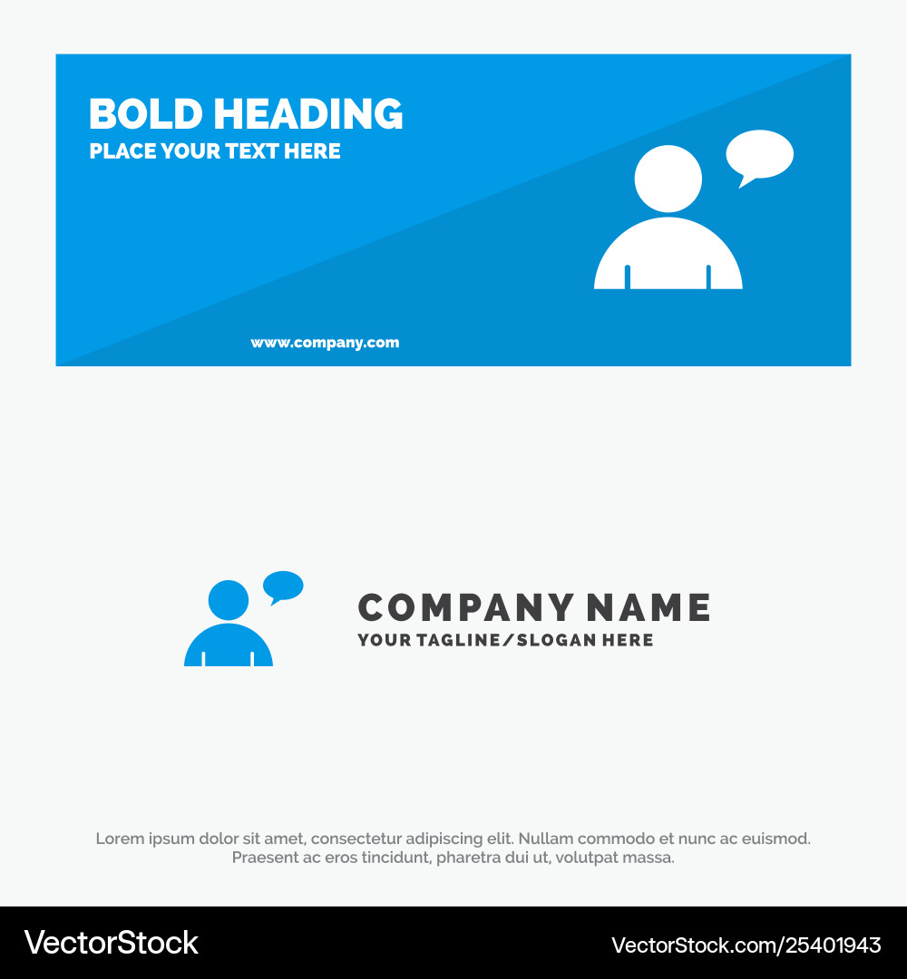 Basic chatting user solid icon website banner Basic chatting user solid icon website banner vector image