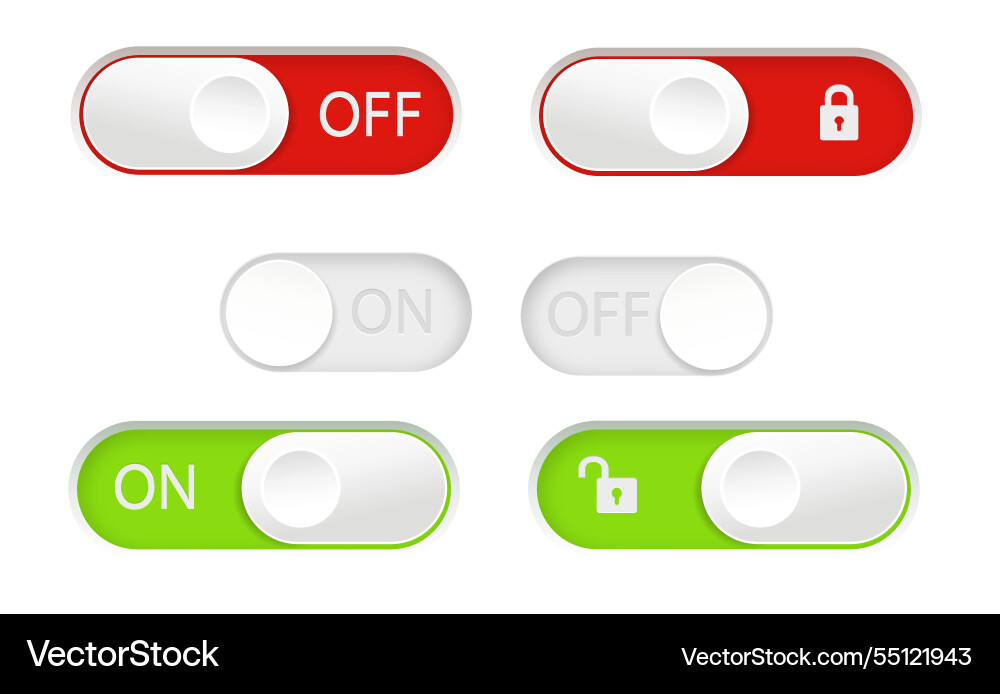 Blocked and unlocked toggle switch buttons vector image