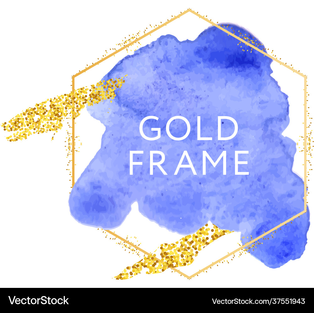Blue abstract stylish watercolor background gold Blue abstract stylish watercolor background gold vector image