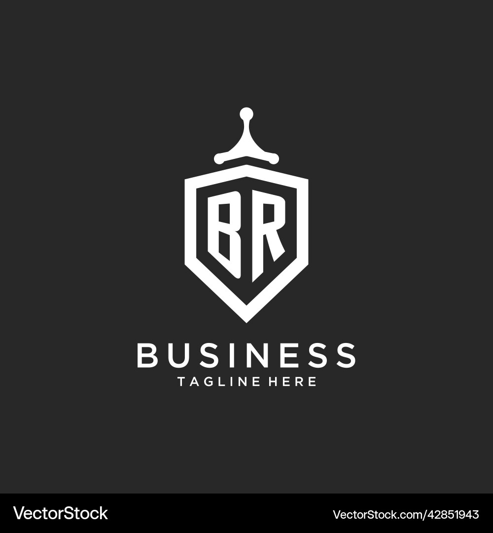 Br monogram logo initial with shield guard shape Br monogram logo initial with shield guard shape Vector Image