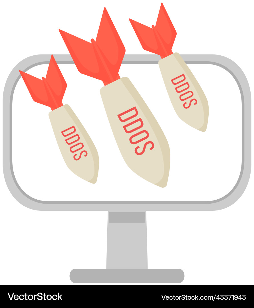 Ddos attack icon victim computer monitor Ddos attack icon victim computer monitor Vector Image